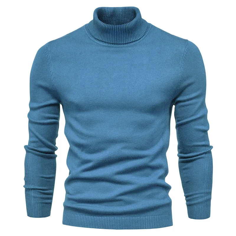Nuevo Otoño e Invierno, Jersey informal de Color sólido para hombre, suéter de cuello alto, suéter de punto cómodo multicolor informal para hombre