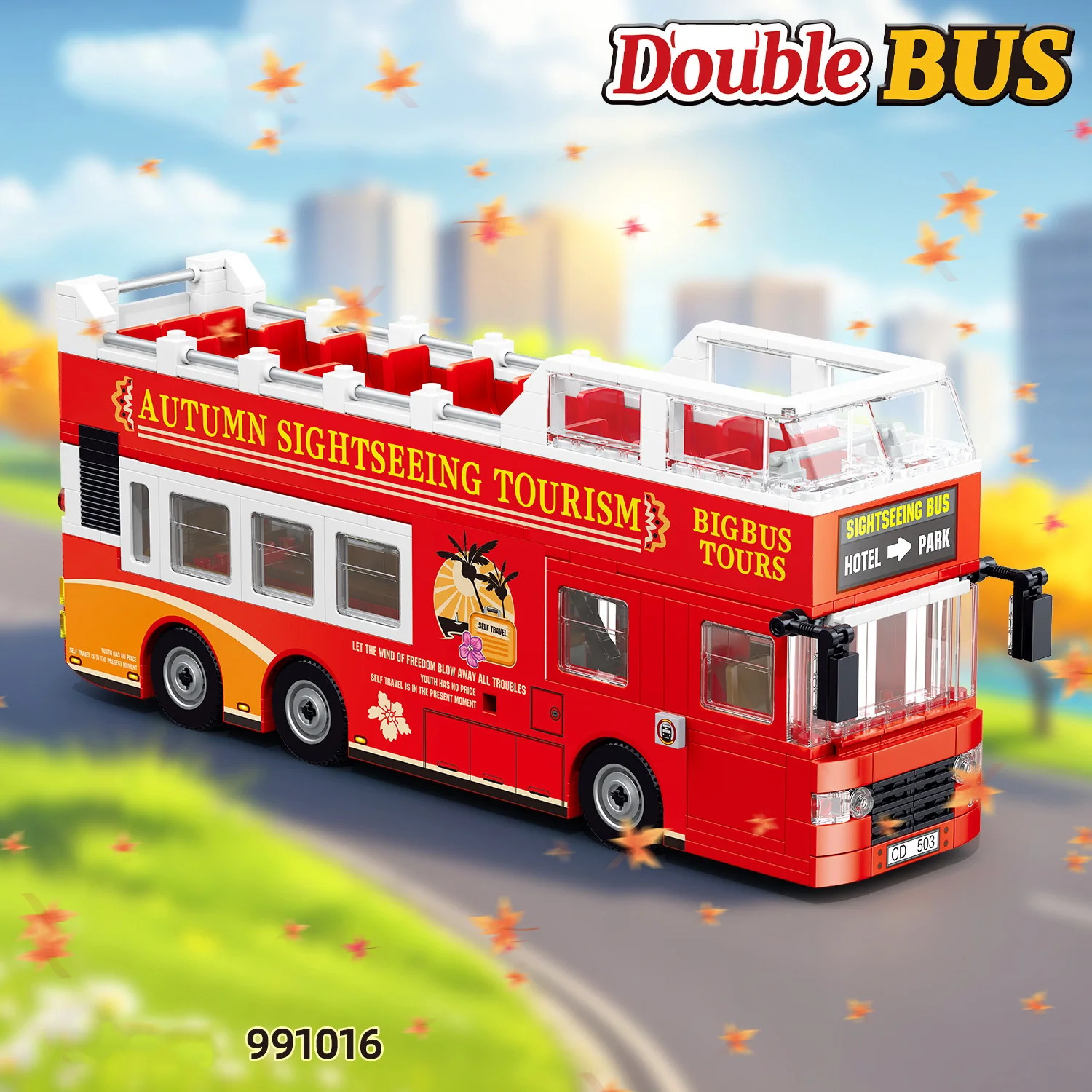 Ide Klasik Kota Perjalanan Kendaraan Blok Bangunan Model Bus Tingkat Set Koleksi Mainan Bata Konstruksi untuk Hadiah Anak-anak