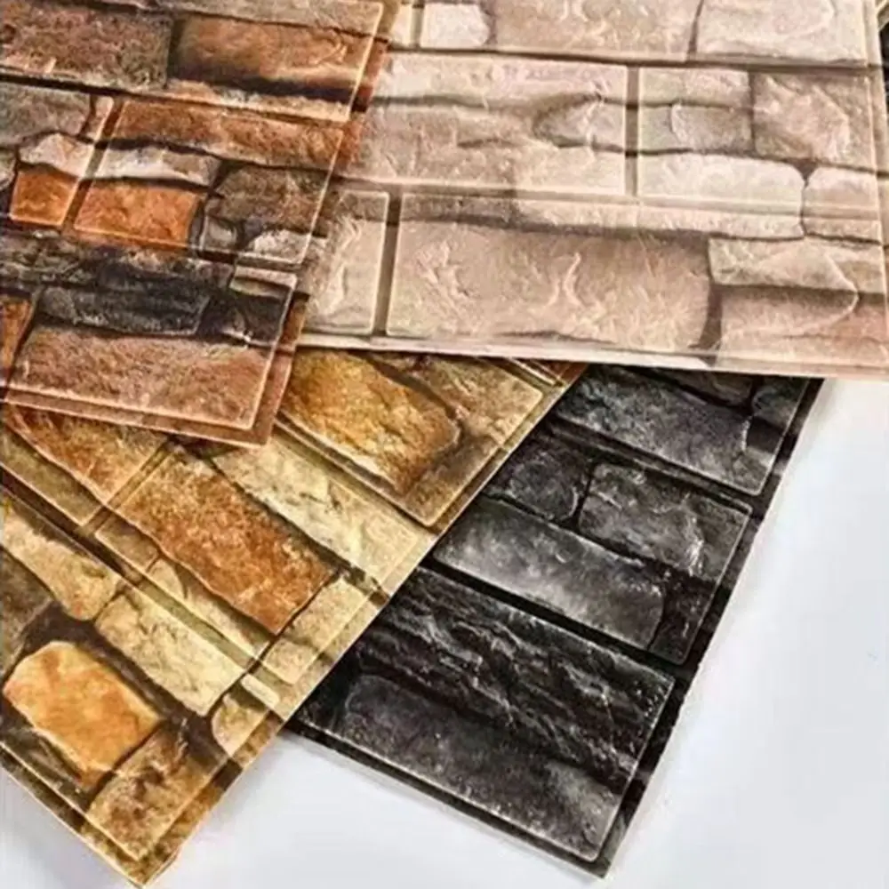 Waterproof 3D Imitation Brick Wall Stickers Peel and Stick DIY Decorative Stickers Moisture-proof Retro
