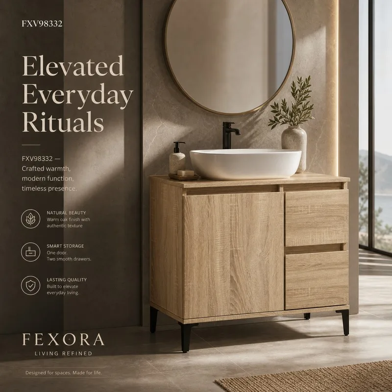 Sonoma Eichen-Badezimmerschrank 65x33x60cm, Langlebig & Leicht zu Reinigen, Premium-Qualität