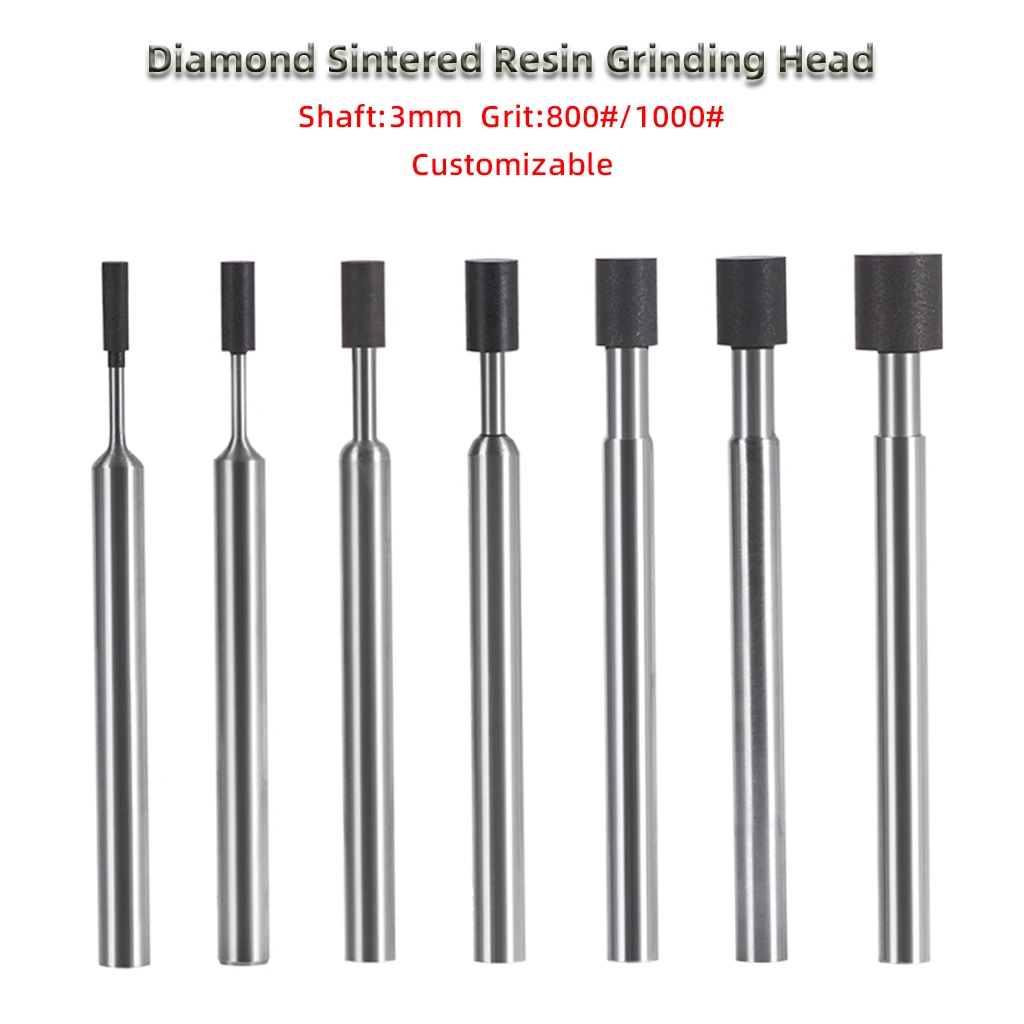 SDC Resin Sintered Diamond Grinding Head 3mm Shaft Inner Hole Grinding Rod For Polishing Tungsten Steel Ceramics CNC Tool