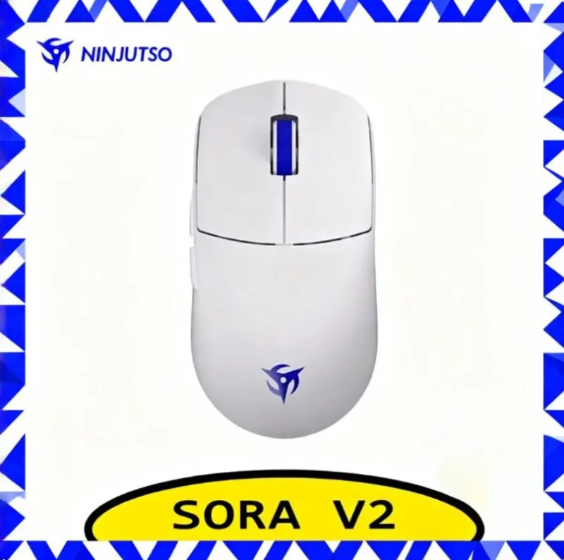 

NINJUTSO Sora V2 Wireless Mouse Dual-mode Silky Touch Ergonomics Paw3395 8k Return Lightweight For PC Gamer Accessories Gift