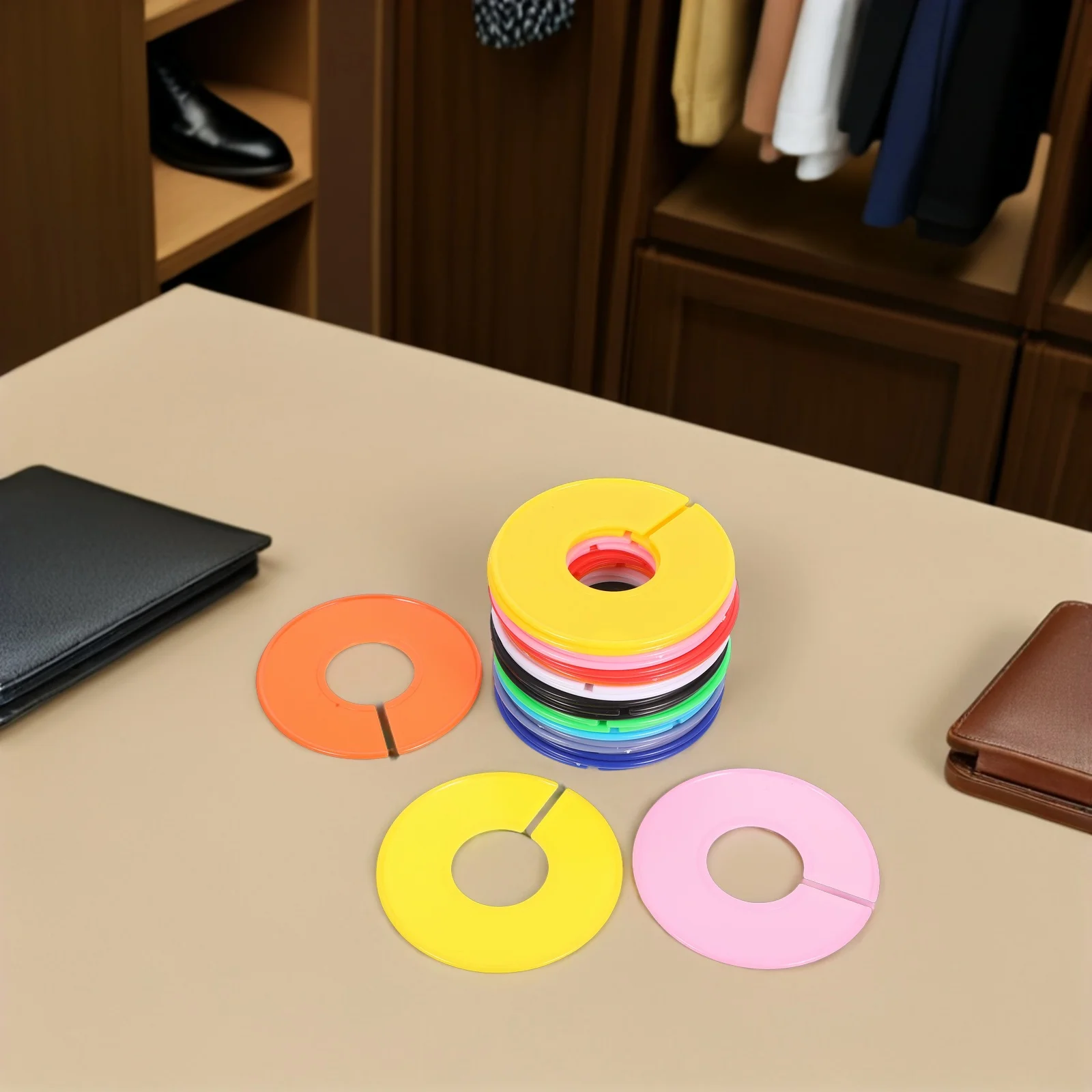 30 قطعة فواصل رف الملابس منظمات الملابس المستديرة علامات حجم مشفرة الألوان لفرز الملابس شماعات بلاستيكية