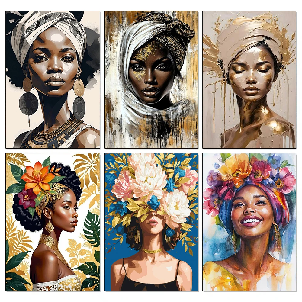 5D Diamond Painting DIY Abstract Africa Woman Portrait Full Square Round Rhinestone Cross Stitch Handmade Mosaic Home Decoration