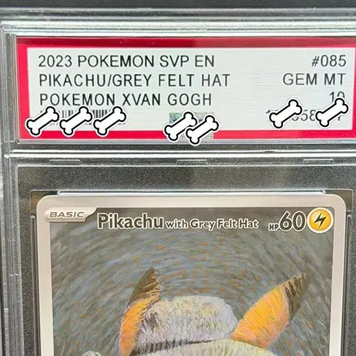 2023 PTCG DIY SVP EN PIKACHU/Cappello in feltro grigio PIKACHU XVAN GOGH GEM MTCopy Carta da collezione con valutazione 10 punti Regalo Giocattolo Dropshipping