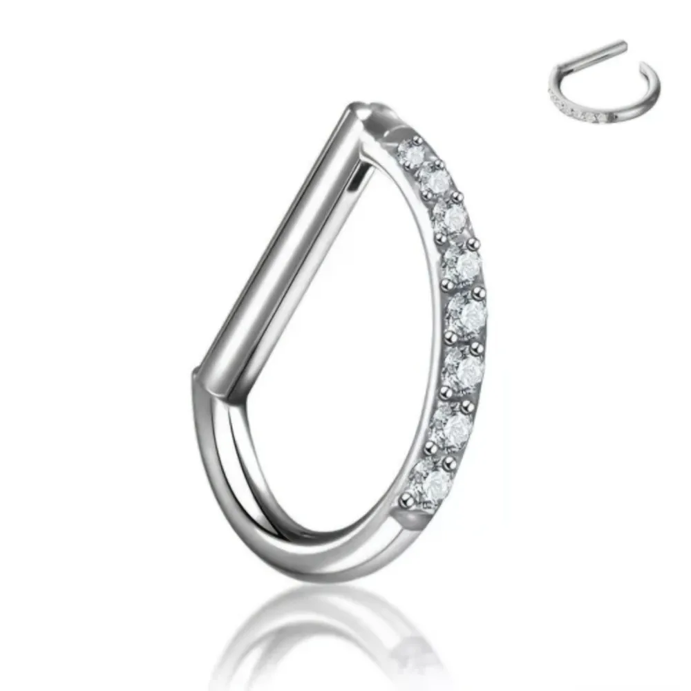 New F136 Titanium Nose Clicker Hoop 16G D Shape Silver Gold Conch Helix Earring Hinged Closure Body Jewelry Body Decor