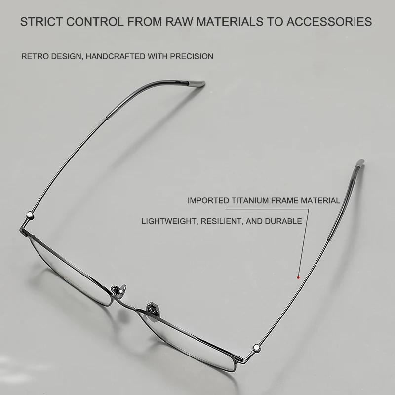 Full-Frame Ultra-Lightweight 12g Square Glasses Frame Casual Business Retro Titanium Frame Classic Screwless Design Eyewear - Image 6