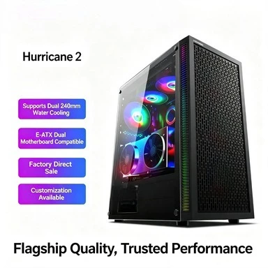 Black Full‑Tower Workstation PC Case, Tempered‑Glass Side Panel, Compatible With E‑ATX X79 X99 Dual‑socket Motherboard