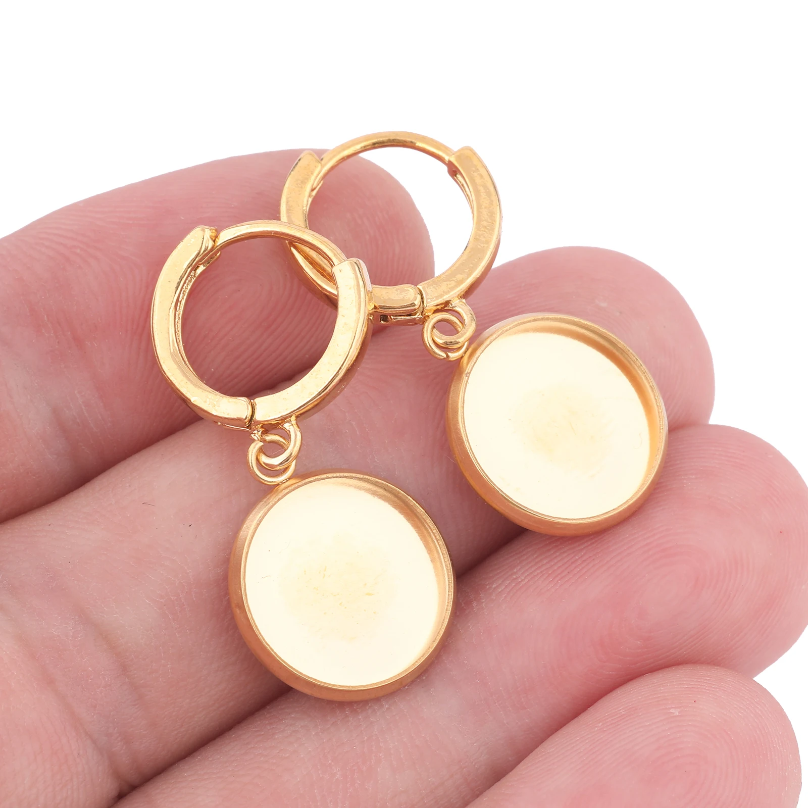 10pcs Gold Plated Leverback Earring Clasp Hooks Findings Fit 12mm Cabochon Earrings Base Setting Blanks Stainless Steel Diy image 2