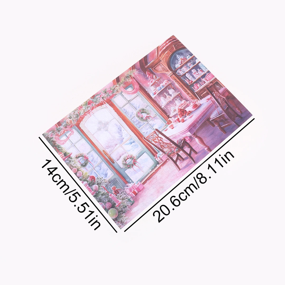 8pcs Warm Christmas House Creative Paper Sheets, A5 Single-sided Snow Scene Patterns, For Decorating Stationery And Holiday Gift