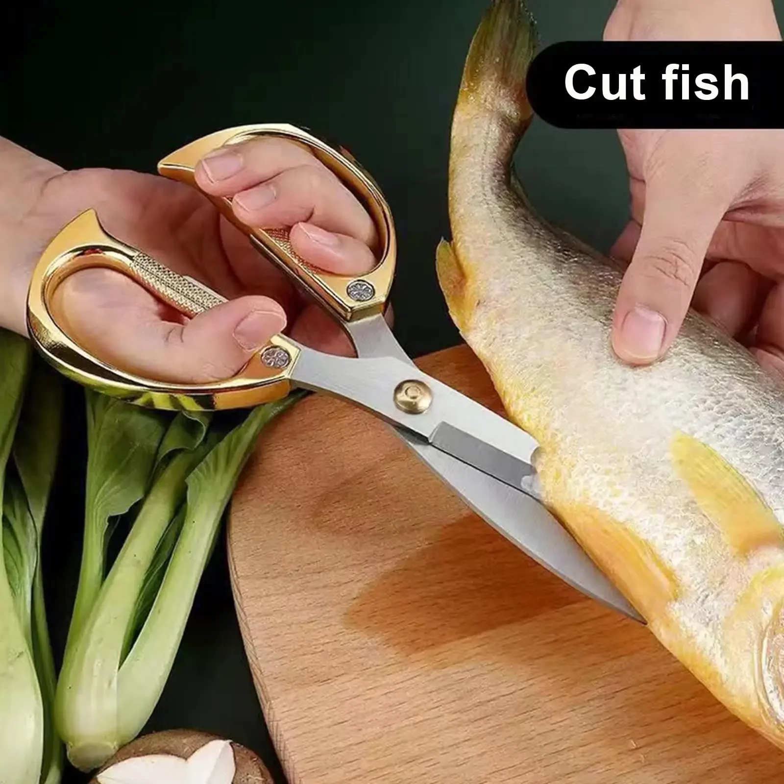 Stainless Steel Kitchen Scissors Powerful Chicken Bone Scissors Multifunctional Fish Killing Duck Cutter Household Food Scissors