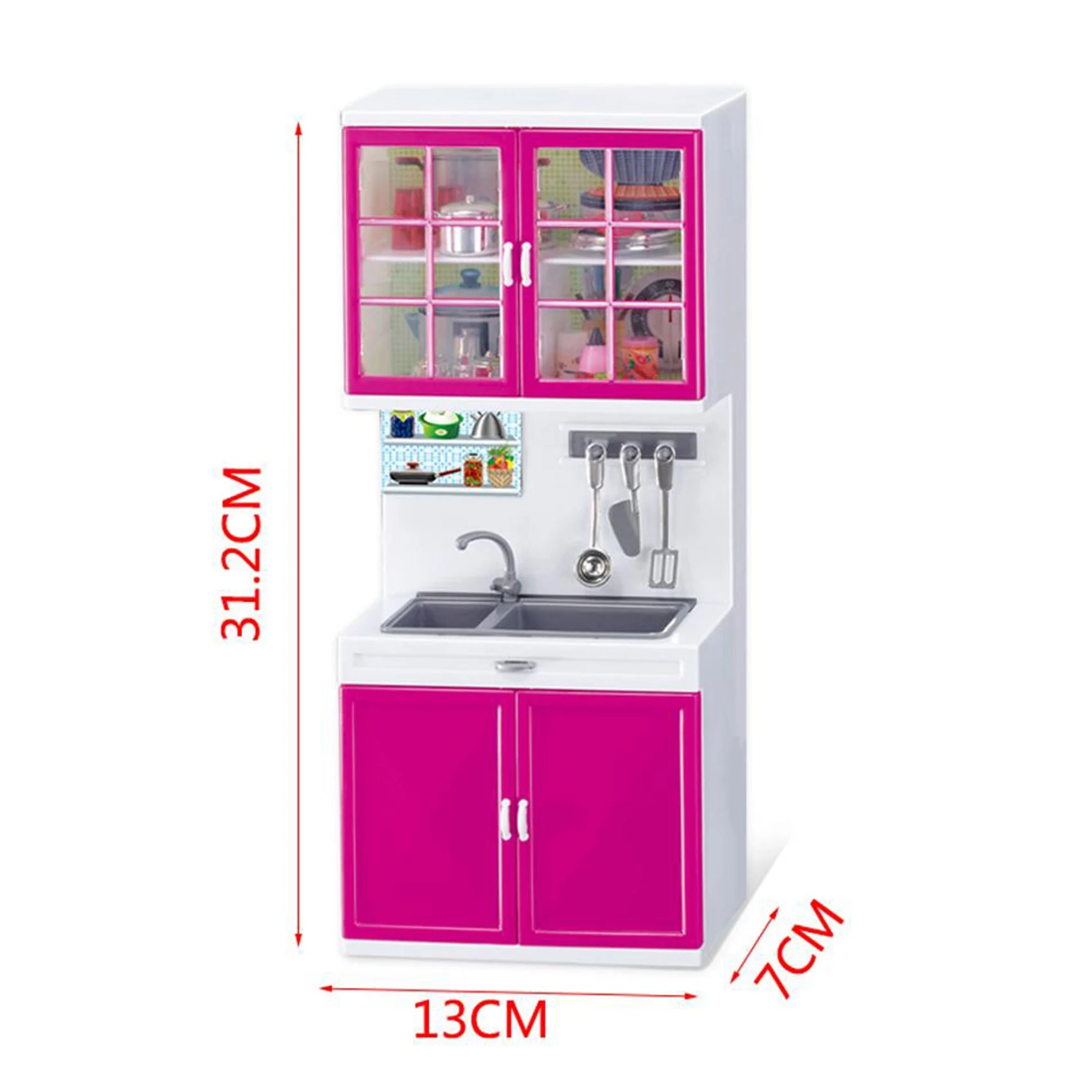WOWFU-Simulation Küchenschränke Set Kinder Rollenspiel Kochutensilien Mini Geschirr Sets Mädchen Puppenhaus Spielset