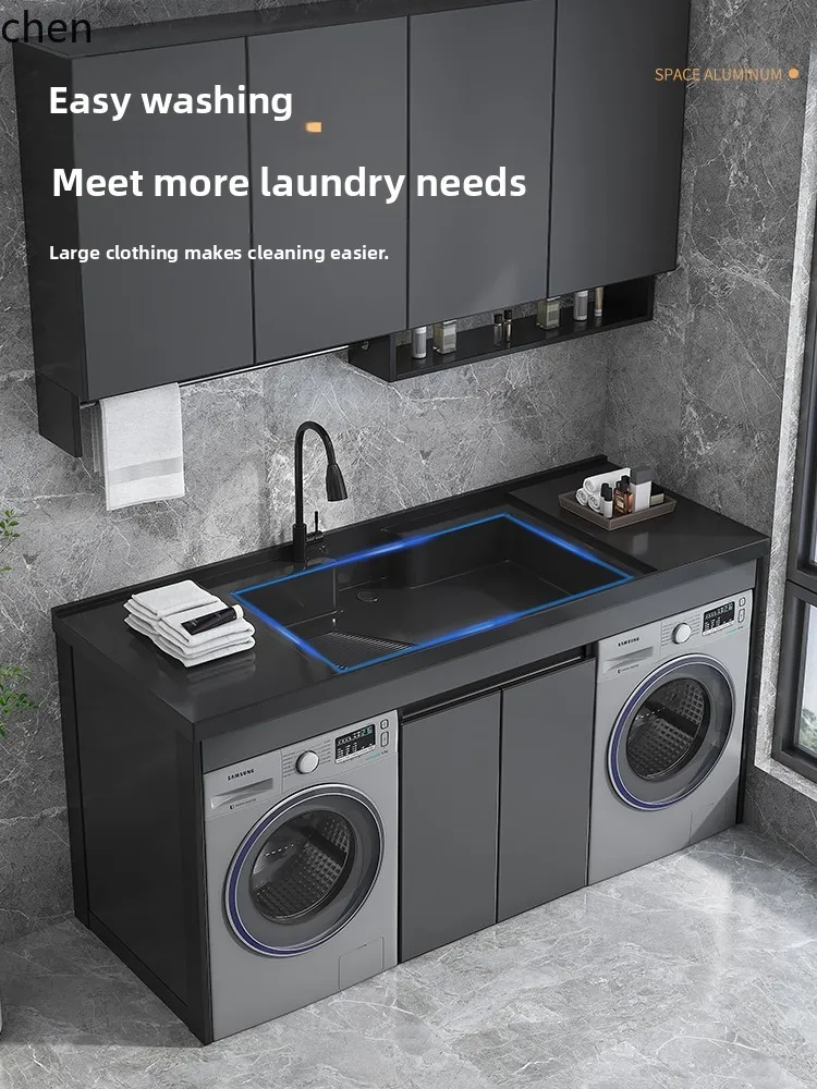 ZML flat double cabinet washing machine dryer integrated cabinet honeycomb aluminum double machine middle cabinet large pool