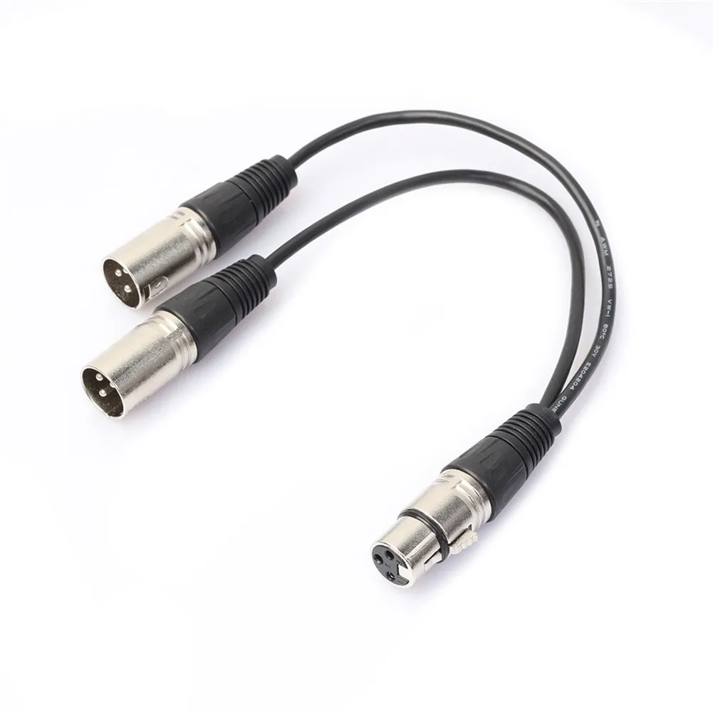 Mic Cable Adaptor 3 Pin XLR FEMALE Jack To 2 MALE Plug Y SPLITTER For Instrument Noise Elimination Processor Effect Speaker Ampl