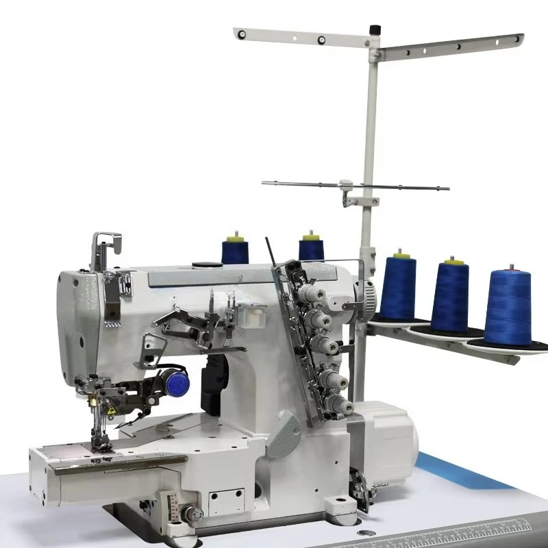 New Industrial Flat Lock Machine Triple Needle 5-Thread Automatic Thread Trimmer JK-600-UT Flat-Bed Iron Plastic