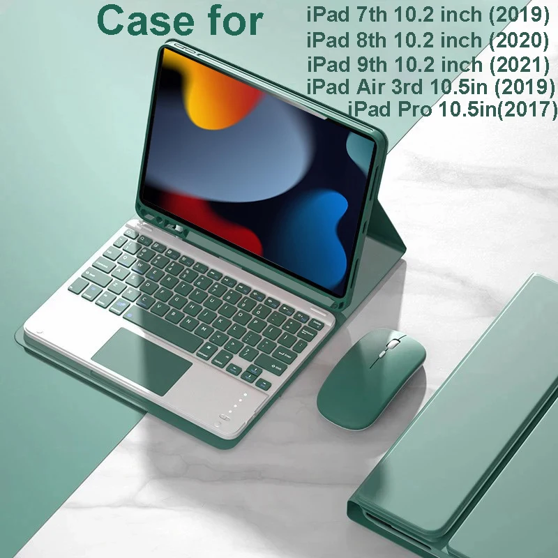 

Case For iPad 7th 2019 8th 2020 9th 2021 10.2 inch, Detachable Bluetooth Keyboard Cover for iPad Air 3rd Pro 10.5 inch