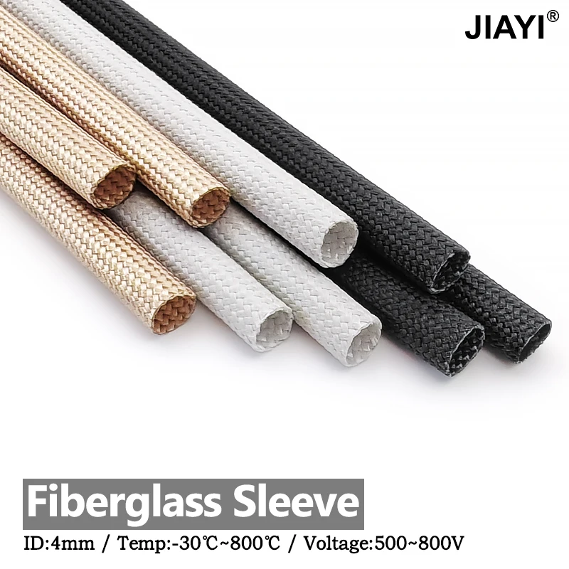 800Deg.C HTG Fiberglass Tube High Temperature Cable Sleeve Alkali Free Fiber Braided Sleeve Insulation Against Electric Sleeving