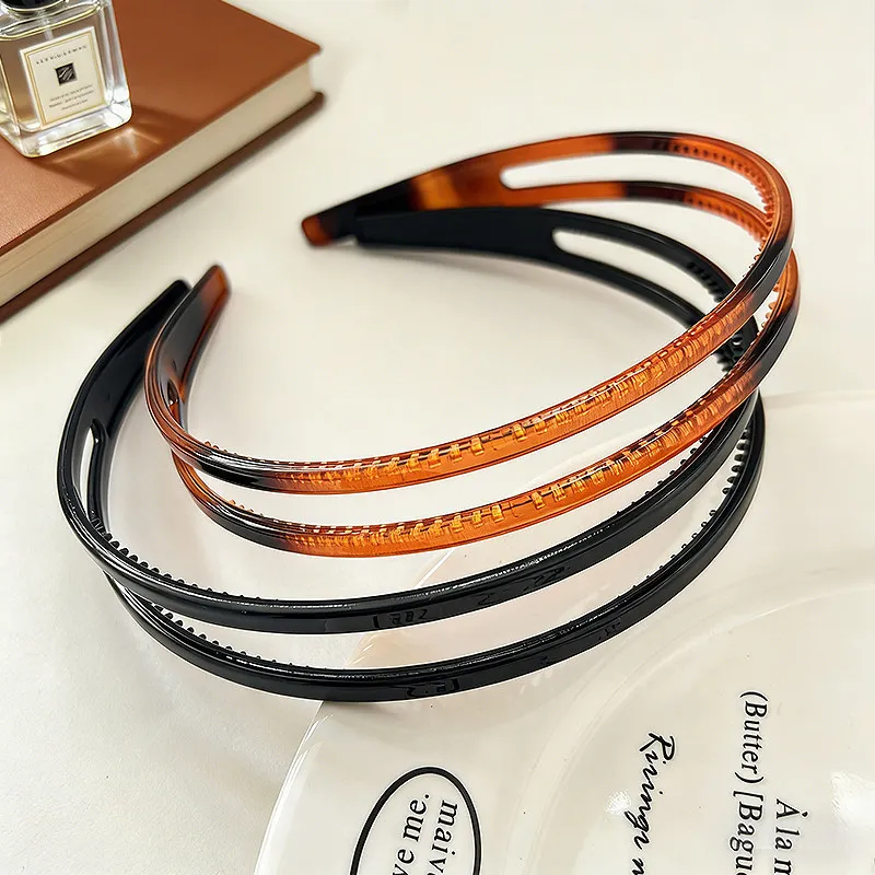 2-teiliges Set: Einfaches, gezahntes Anti-Rutsch-Haarband – Elegantes Vintage-Haarreif für Damen, Herren und Mädchen – Koreanische Haaraccessoires – Detail 5
