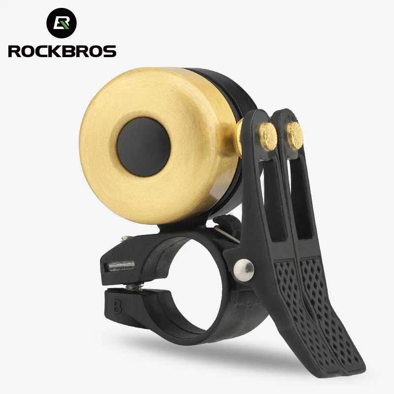 ROCKBROS – sonnette de vélo en alliage de cuivre, pour vtt et vélo de route, anneau de guidon de sécurité, sonnette d'avertissement, accessoires de vélo