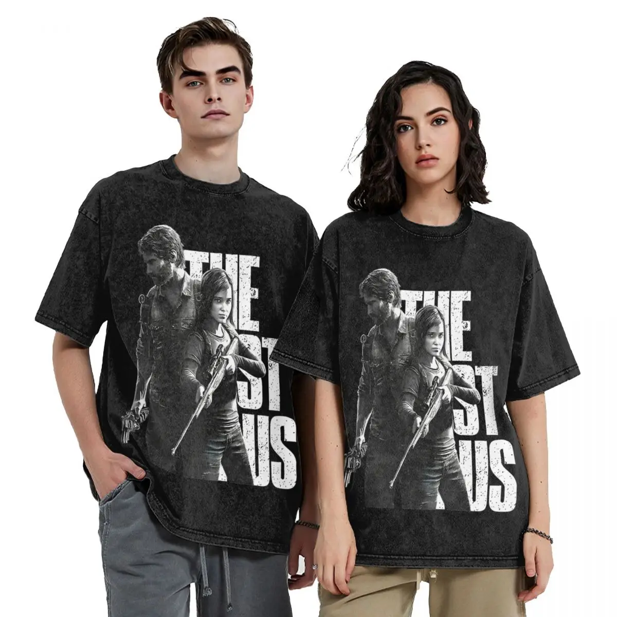 The Last Of Us Cool Black Merch Washed T Shirts Men Women Streetwear Hip Hop T-Shirts Summer Tees Tops Short Sleeve