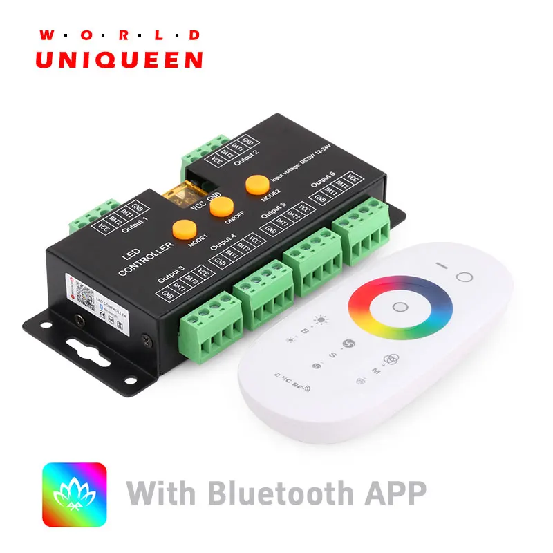 6CH Pixel LED light controller with Bluetooth APP control, and RF remote controller, Magic Lotus lantern, compatible with 1903