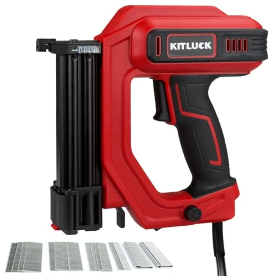 

Электрический степлер/гвоздезабиватель Brad Nailer 2-в-1, 120В, с 1400 прямыми гвоздями 18 калибра и 400 скобами с узкой коронкой для W