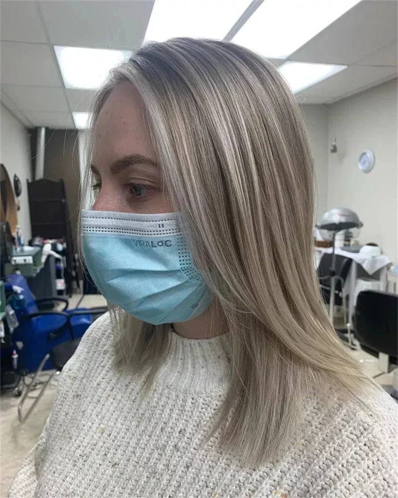 

13x4 Выделенный Блондинка Парик Балаяж Ombre Пепельный Платиновый Блондин Парик Фронта Шнурка Предварительно Сорванные Натуральные Волосы Короткий Прямой Боб