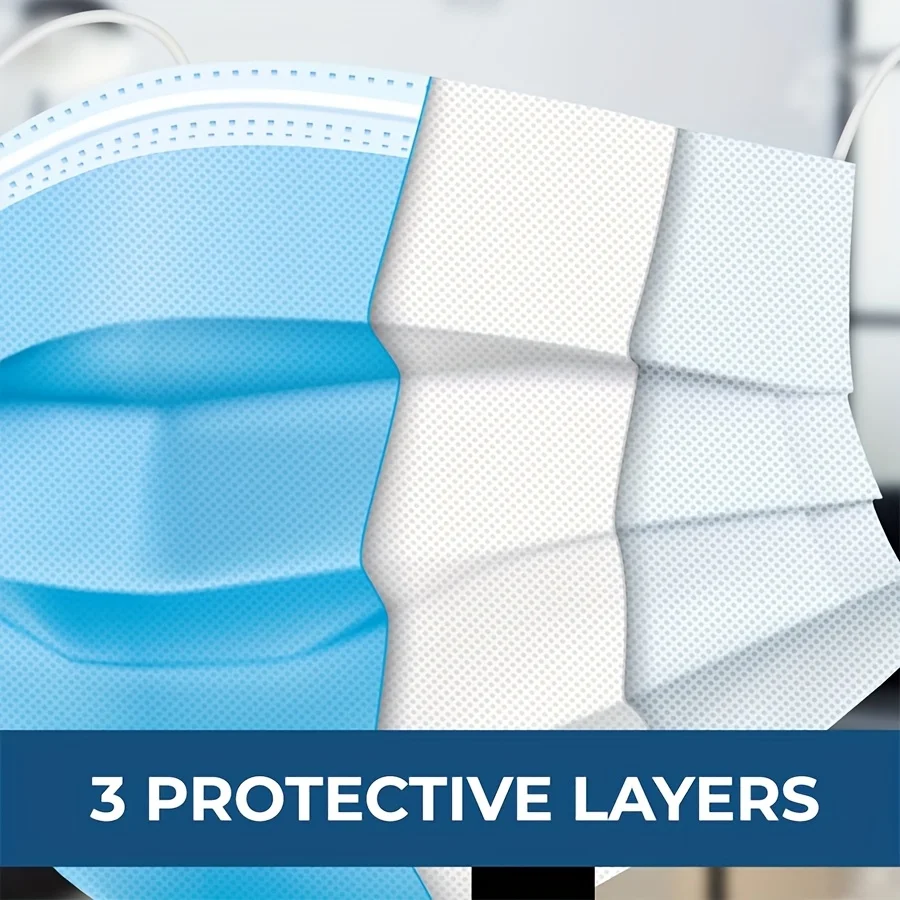 50/100 шт. одноразовые защитные маски для лица, синие, 3-слойные маски для лица с ушной петлей, эффективная защита, дышащие модные маски