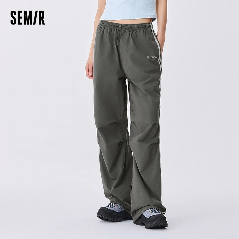 

Semir Casual Pants Women Cover Flesh Slimming Wide Leg Pants Embroidered Autumn Salt Retro Color-blocking Work Pants