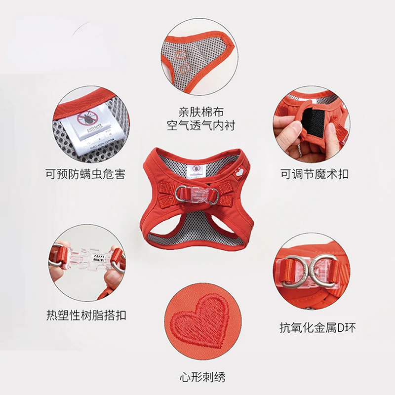 Hond Borst Rug Wandelen Hond Tractie Touw Tanktop Klein Hondennet Rood
