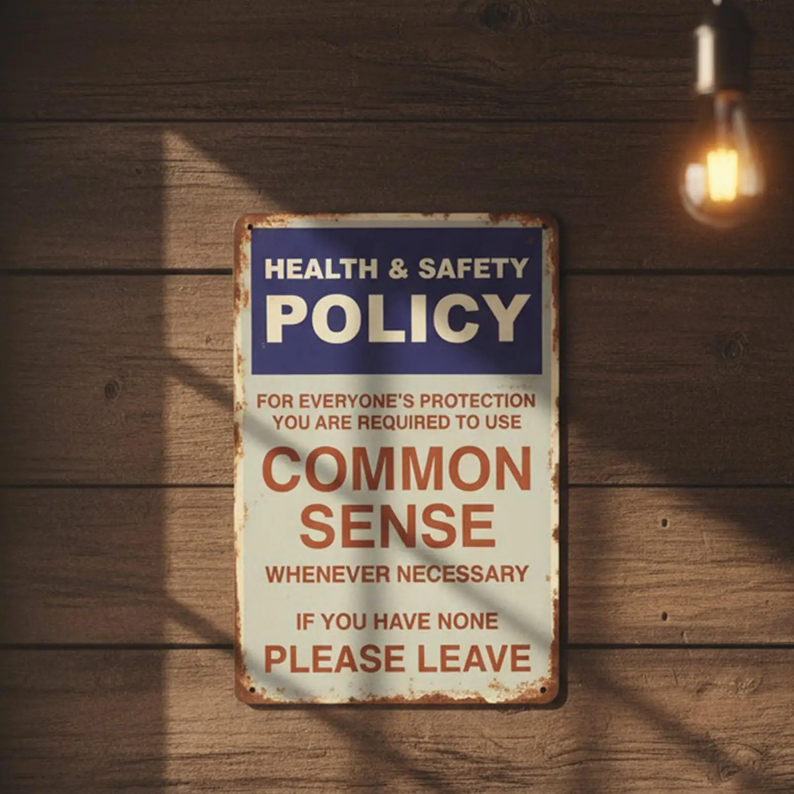 Tin Signs Vintage Health Safety Policy Sign Decor Funny Workplace Humor Decor For Home Office Workplace Studio Break Room