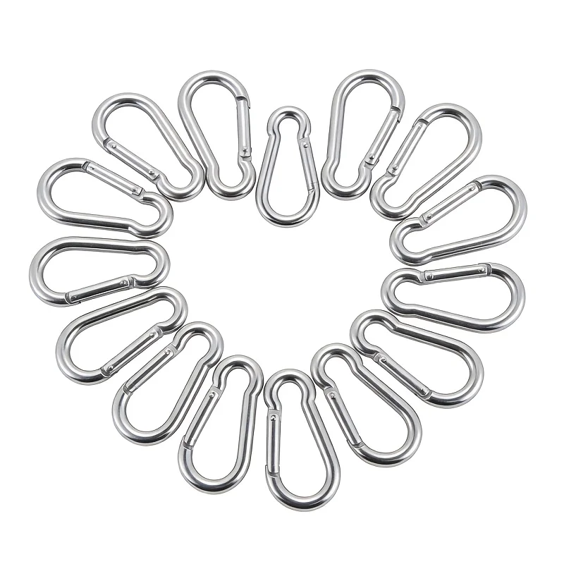 15PCS Economical Silver Carabiner Buckles Bulk Supply Durable Stainless Steel Clips Fashion Decor Accessories For Key Rings Bag