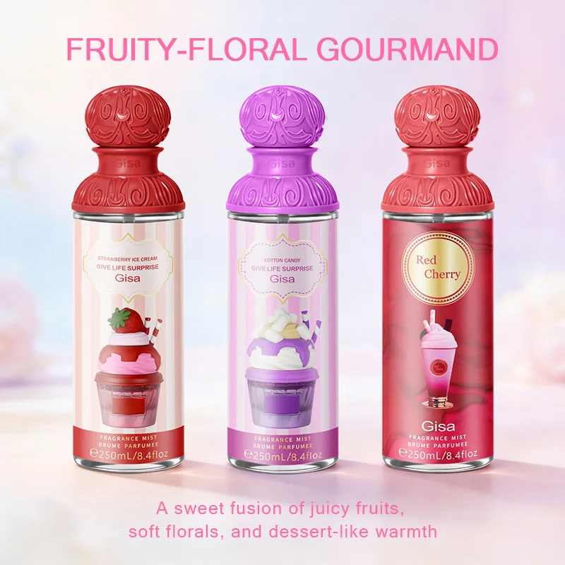 Middle Eastern Style Fragrance Mist 250ml Long Lasting Sweet Scent Body Spray Ice Cream Candy Dessert Flavor Women Date Perfume