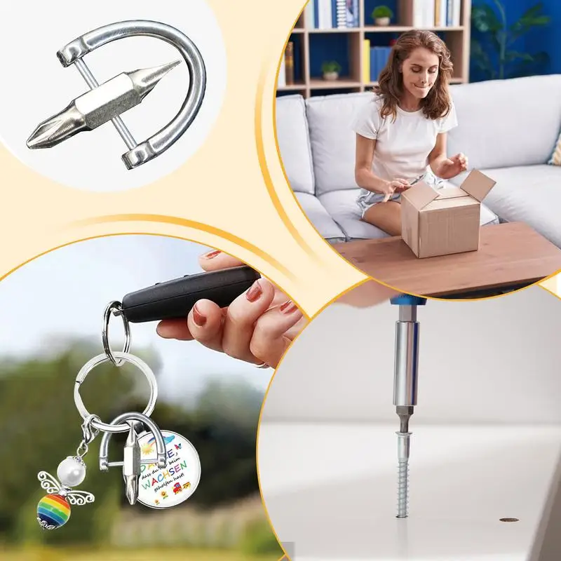 Portable Key Ring Keychain Screwdriver Multifunction Repair Tool Phillips Slotted Screwdriver Pocket Gadget Screw Removal Tools