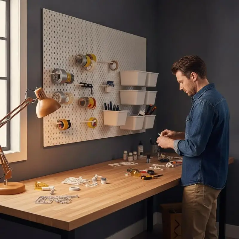 T Shape Crossbar For Pegboard Wall Storage Rack Multi Purpose Hanging Rail Organizer Sturdy Easy Install Space Saving