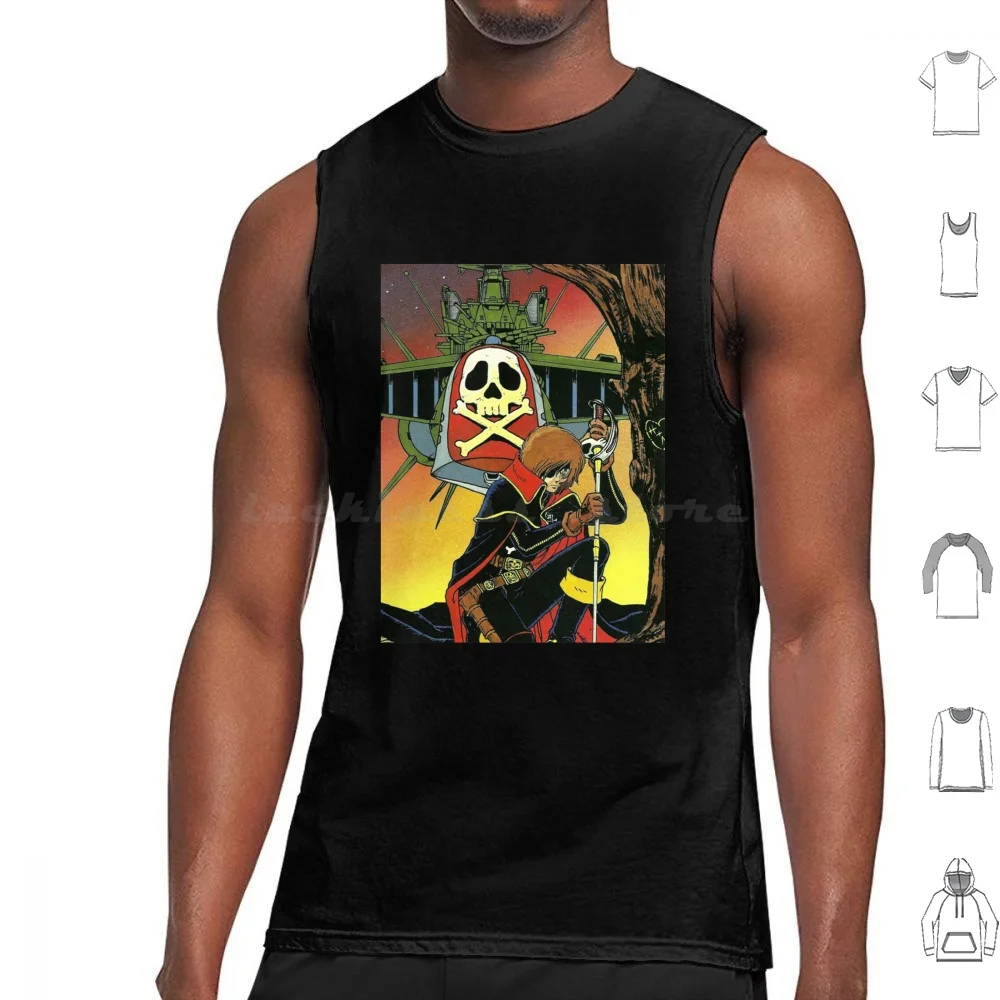 Albator , Le Corsaire De L _ Espace Classique Tank Tops Print Cotton Albator Harlock Pirate Cartoon Captain Harlock