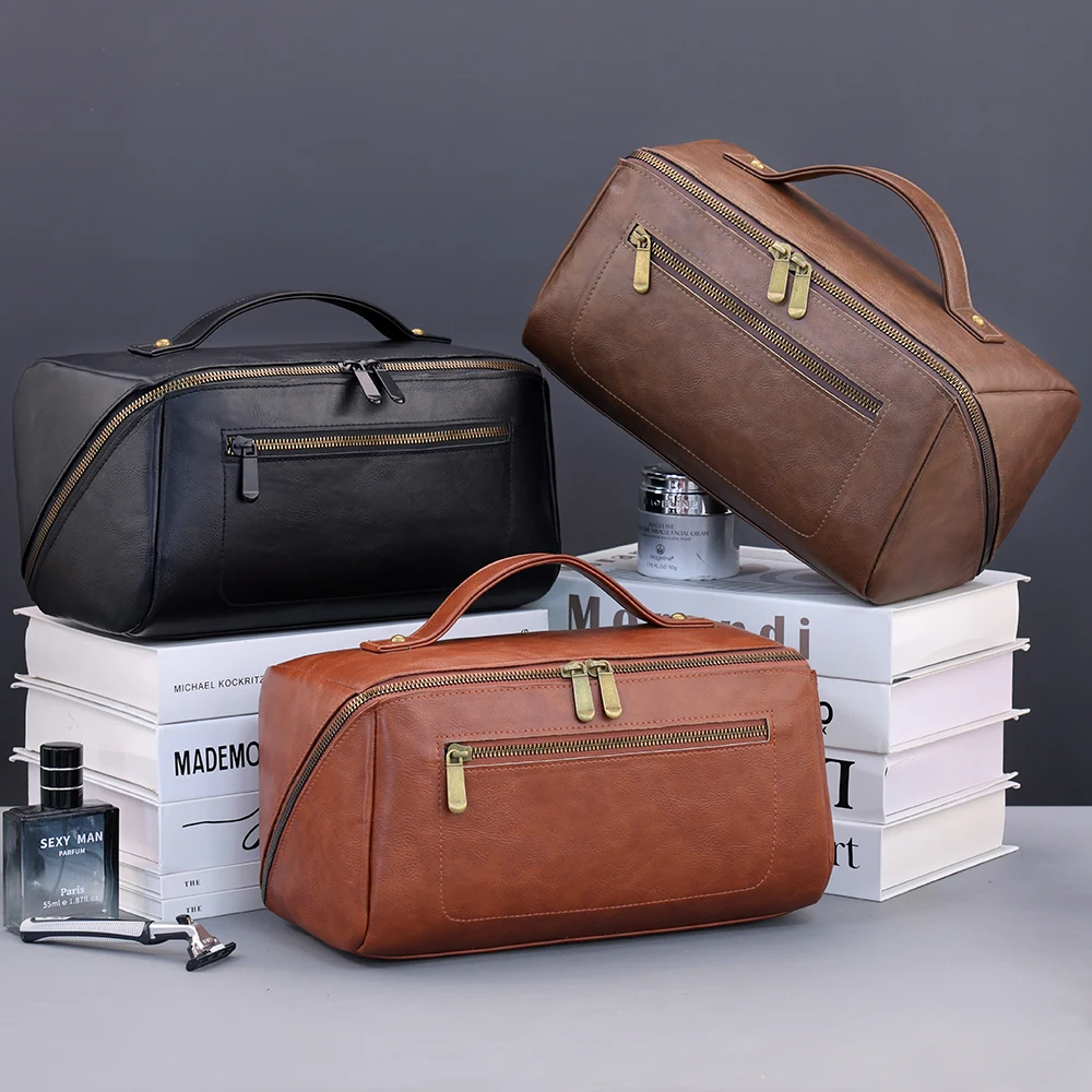 Premium Luxury Men's Cosmetic Bag Waterproof Travel Wash Makeup Organizer Portable Large Capacity Toiletry Storage Pouch