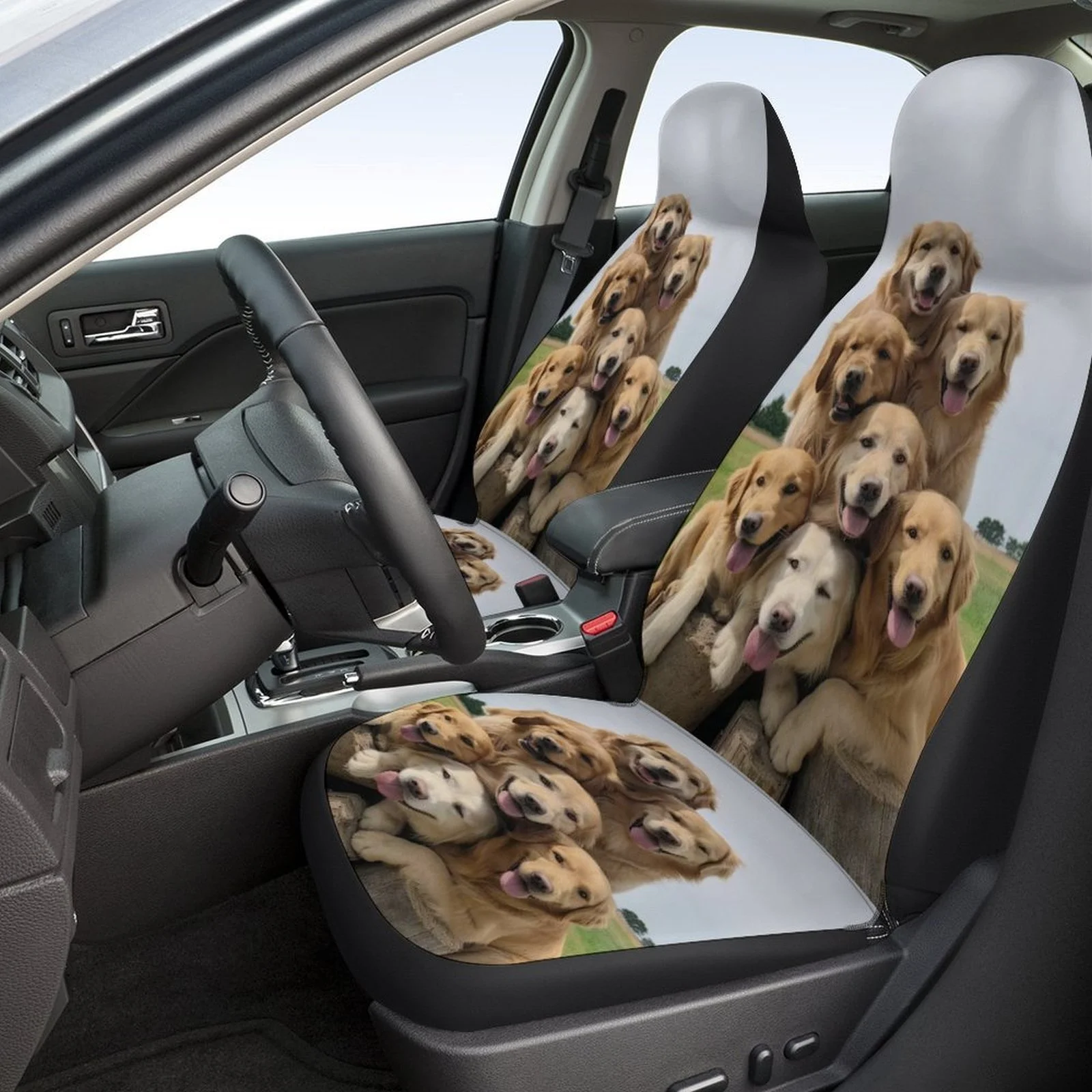 

2pcs Of Breathable And Non-Slip Car Front Covers, Perfect For Casual And Cute Gatherings With Pet Dogs During Holidays.