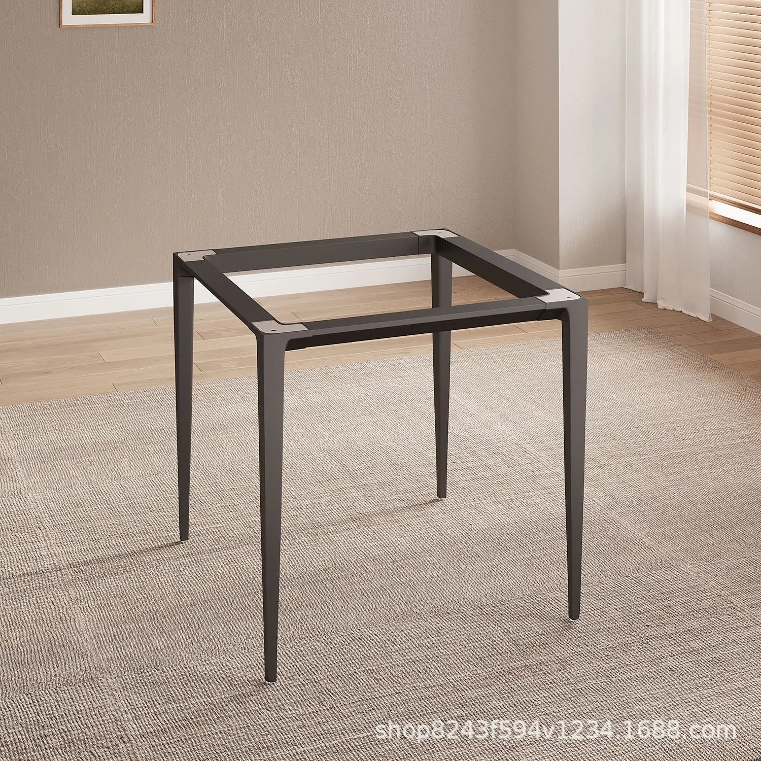 Simple aluminum alloy dining table feet Square bracket Restaurant light luxury rock slab dining table Bench Household dinin