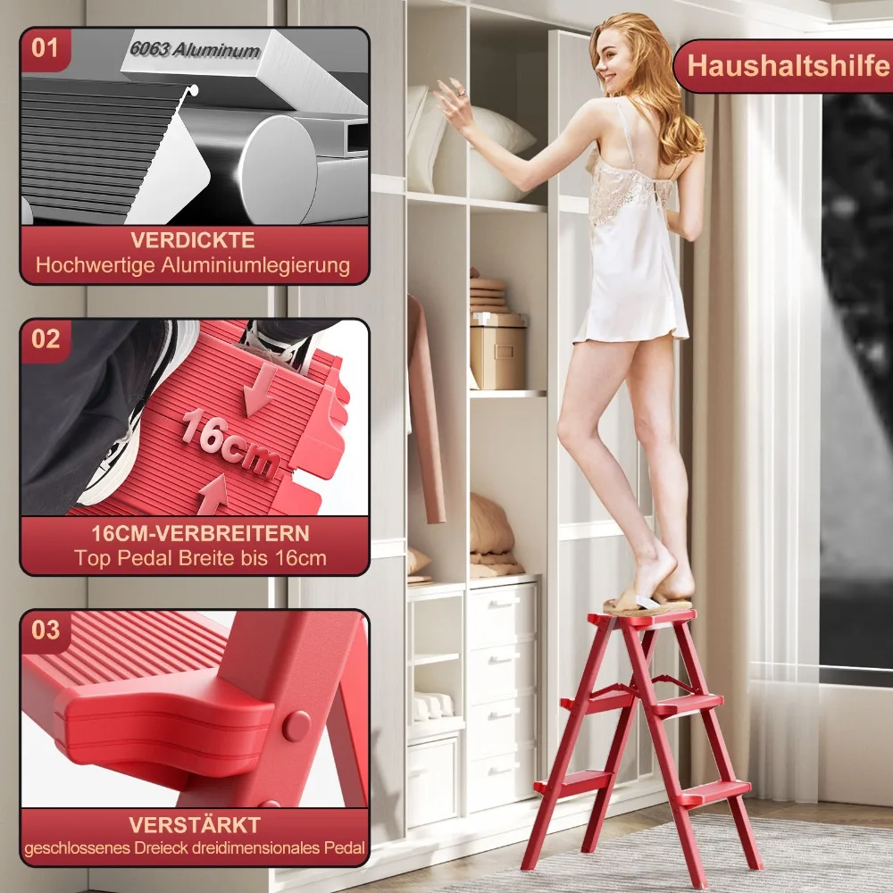 Ladynamy Home Folding Ladders Telescopic Step Ladders Thickened Stairs High Stools Indoor Mobile Multi-function Climbing Ladder