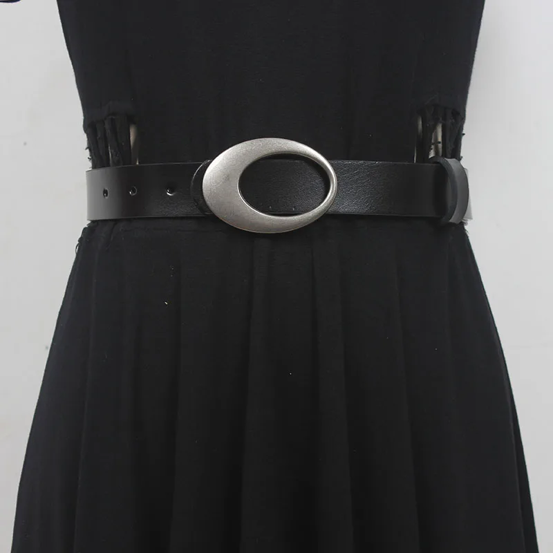 Women's Fashion Silver Buckle Genuine Leather Cummerbunds Female Dress Corsets Waistband Belts Decoration Wide Belt R2201