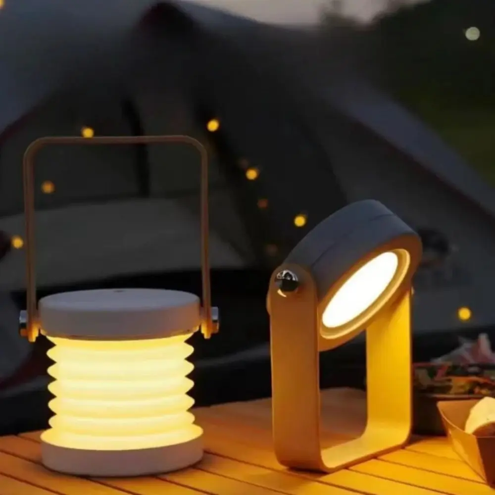 Creative Foldable Night Lights Wood Handle Telescopic Folding Folding LED Table Lamp Touch Control Rechargeable Reading Lamp