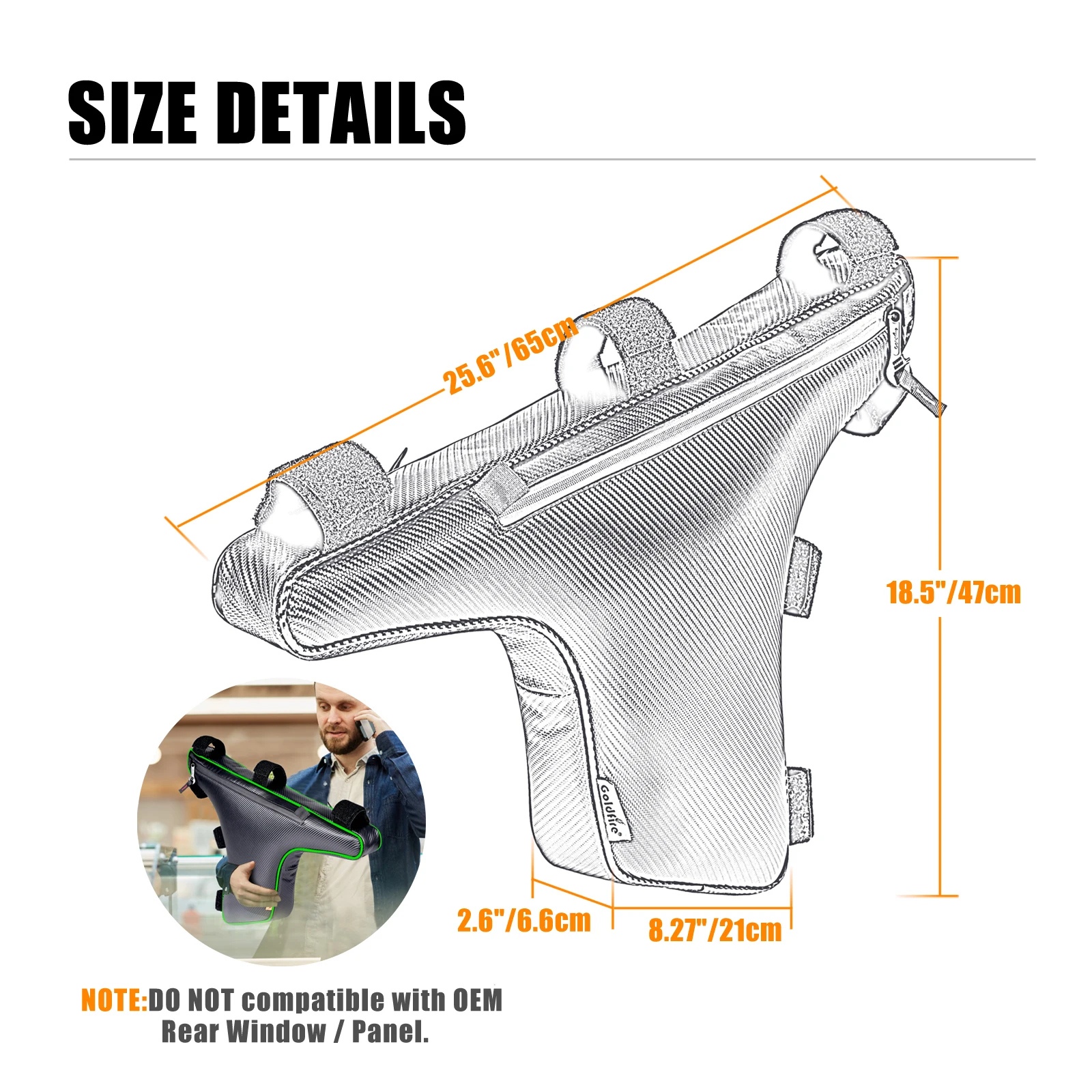 Goldfire Roll Bar Triangle Truss Storage Bag Waterproof High Quality Organizer UTV Accessories for Kawasaki Teryx KRX 1000 2020+