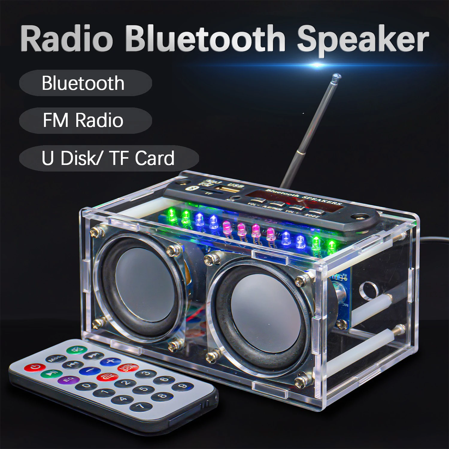DIY Bluetooth Speaker Kit with FM Radio 87.5-108MHZ DIY Soldering Project Practice Electronic Kit Solder Assembly U Disk TF