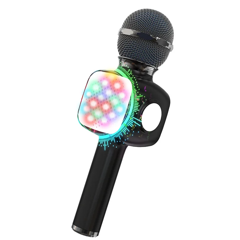Economical Price Handheld Wireless Karaoke Microphone Portable Speaker Home KTV Player with Dancing LED Lights Microphone