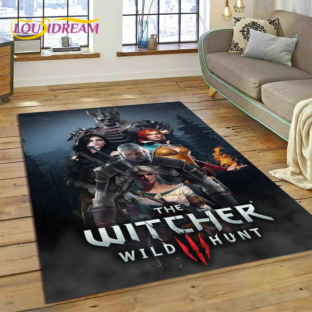 3D The W-Witcher 3 Game Wild Hunt Rug Carpet for Living Room Bedroom Home Decor,Floor Mat Non-slip Decoration for Sofa Doormat