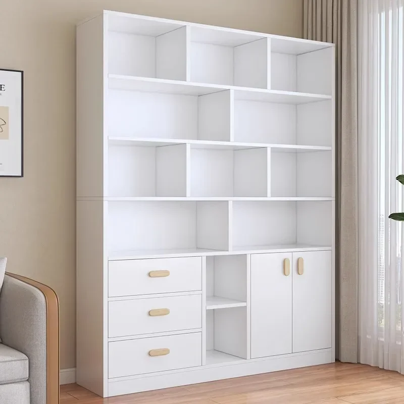 New model Internet Celebrity Bookcase Floor Shelf Simple Bookshelf Integrated Cabinet With Door Living Room Wall Storage Cabinet