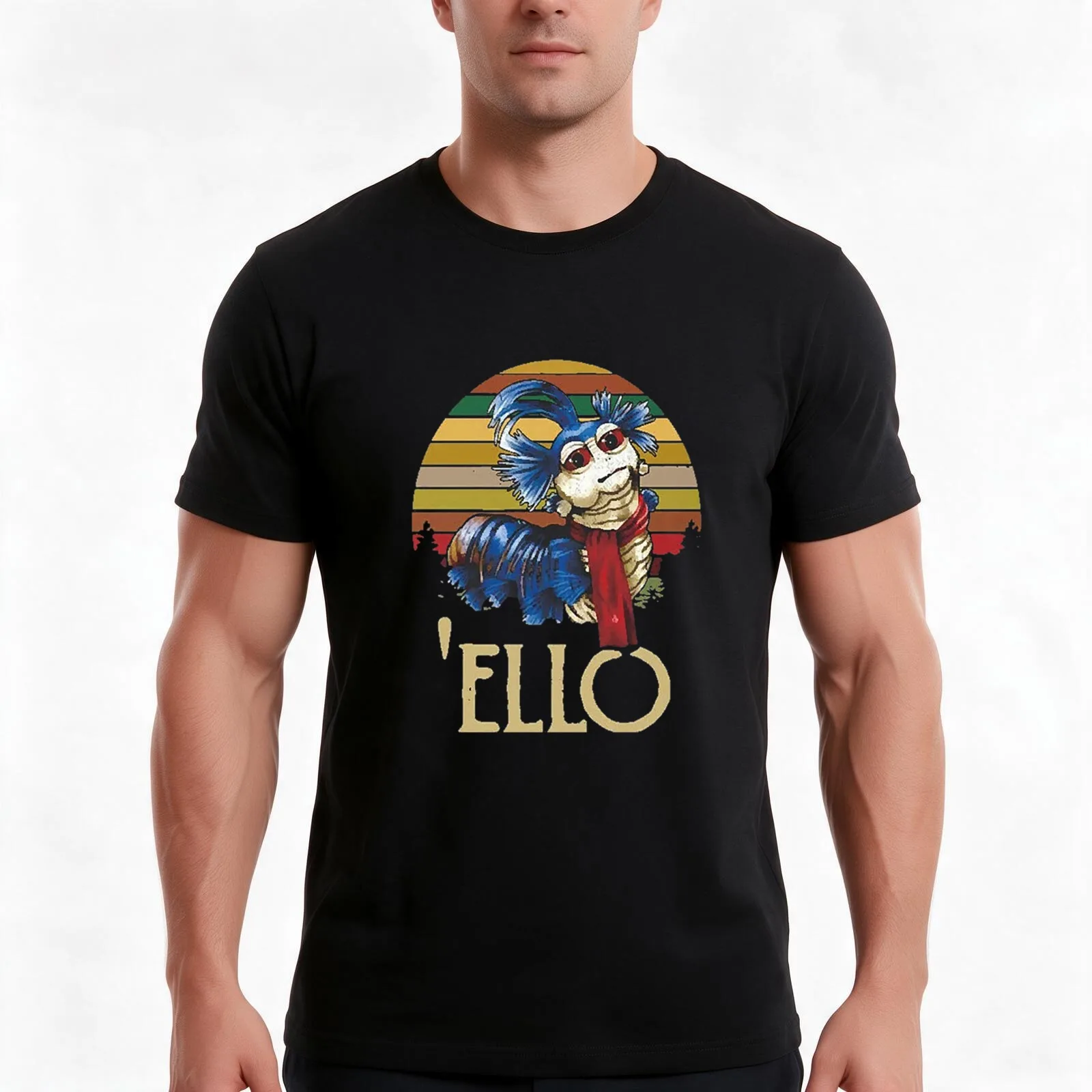Labyrinth The Worm Ello Cult Labyrinth Vintage Retro T-Shirt Summer Casual Cotton Tee Oversized Streetwear Tops 100% Cotton