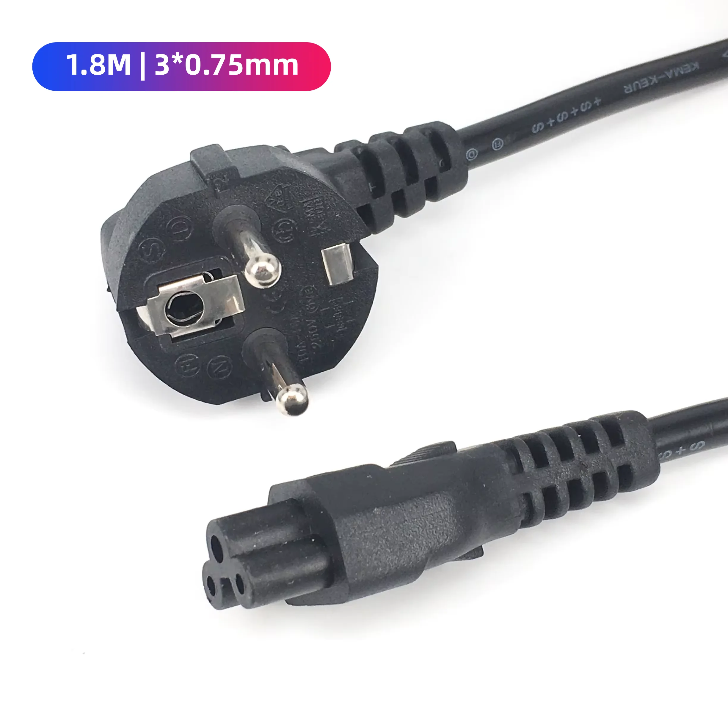 EU Europäisches AC-Netzkabel Euro IEC C5 Stromverlängerungskabel 1,2 m 1,5 m Stromkabel für Notebook Laptop PC Computer Monitor