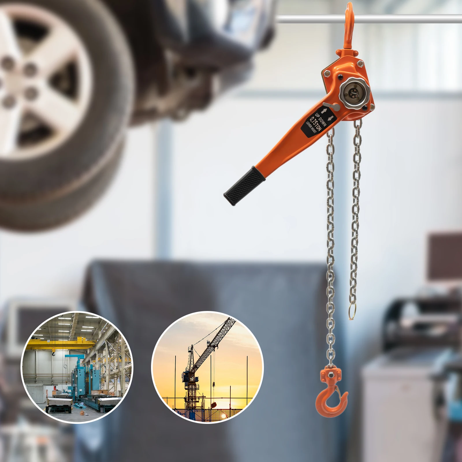 [3/4 Ton Chain Hoist] 1650LBS 10FT Chain Hoist - Manganese Steel - For Heavy Lifting - Sturdy Safe